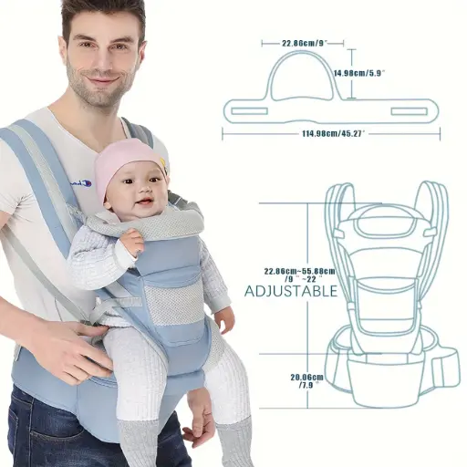 Baby Breathable Carrier, 6 In 1 Multifunctional Baby Sling Carrier - Ergonomic Design Baby Hip Seat 